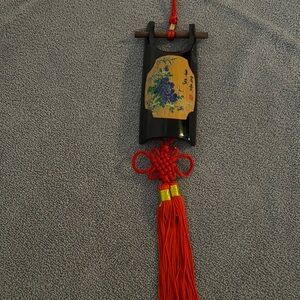 Vintage Decorative Black Wall Hangings with Red Tassels